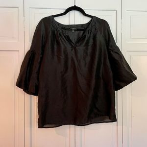 Talbots silk black bell sleeve blouse size xs